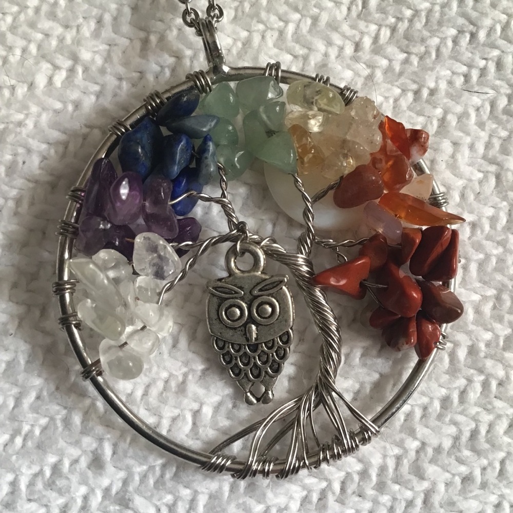 Gemstone hoop pendant necklace